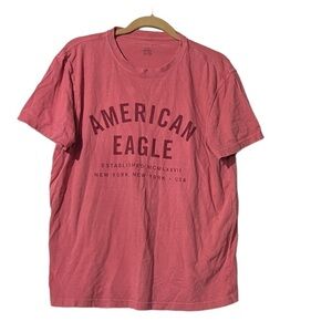 American Eagle Graphic T-Shirt Red Logo Spellout Size Medium